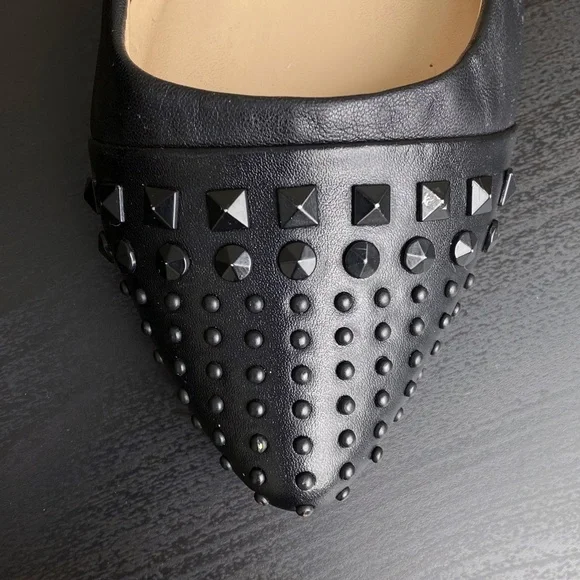 BCBGeneration - Zeleni Black Studded Leather Flats - size 7.5 B - Picture 3 of 12